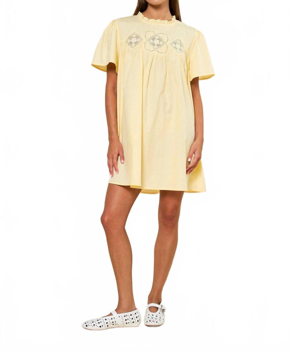 NEW LALAVON babydoll mini dress in butter yellow